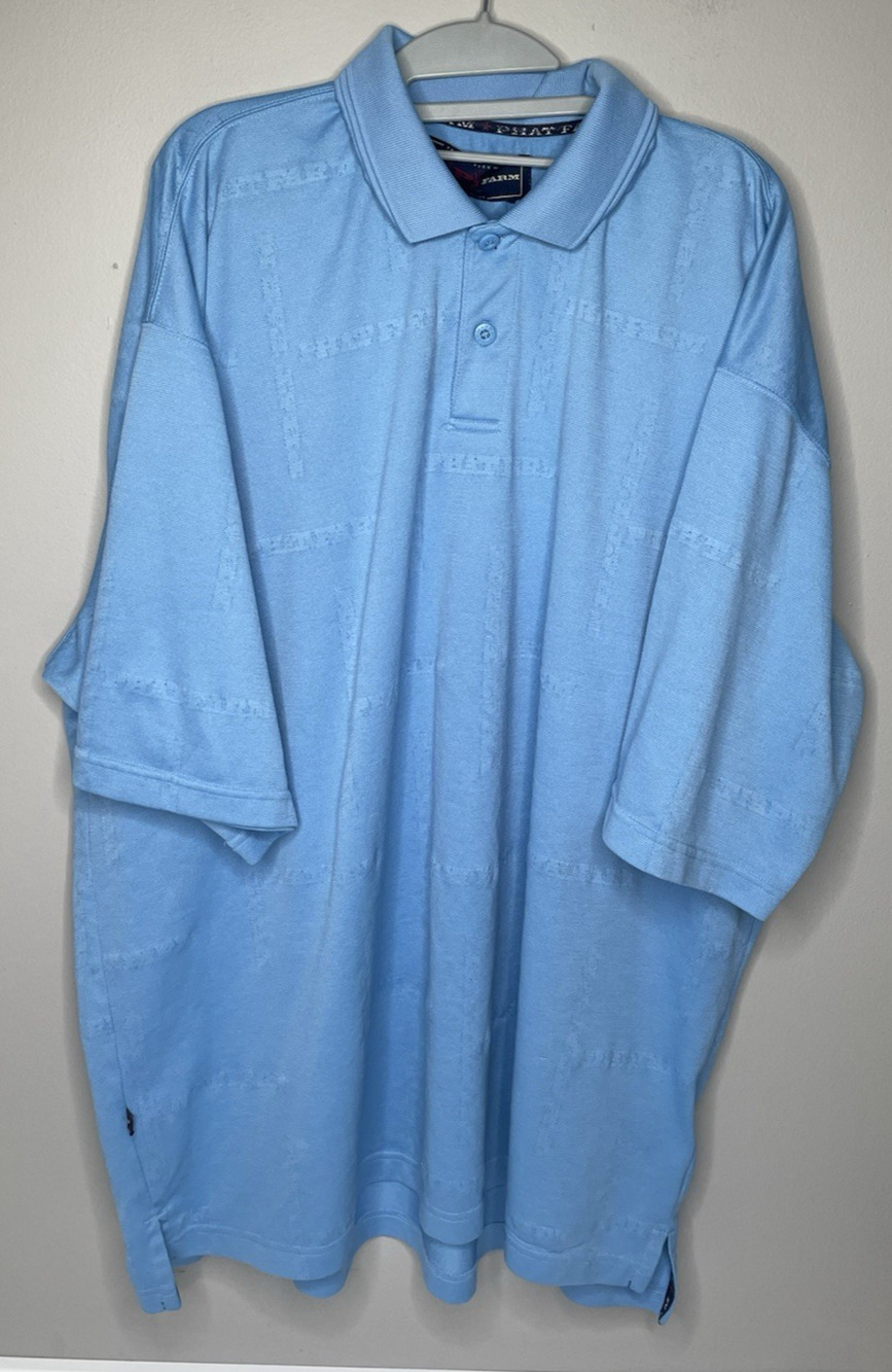Vintage Phat Farm Polo Shirt Mens 3XL Blue Jacquard Y2K Short Sleeve Streetwear